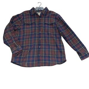 Duluth Trading Co L Plaid Lined Flannel Shirt Jacket Snap Front Workwear Outdoor